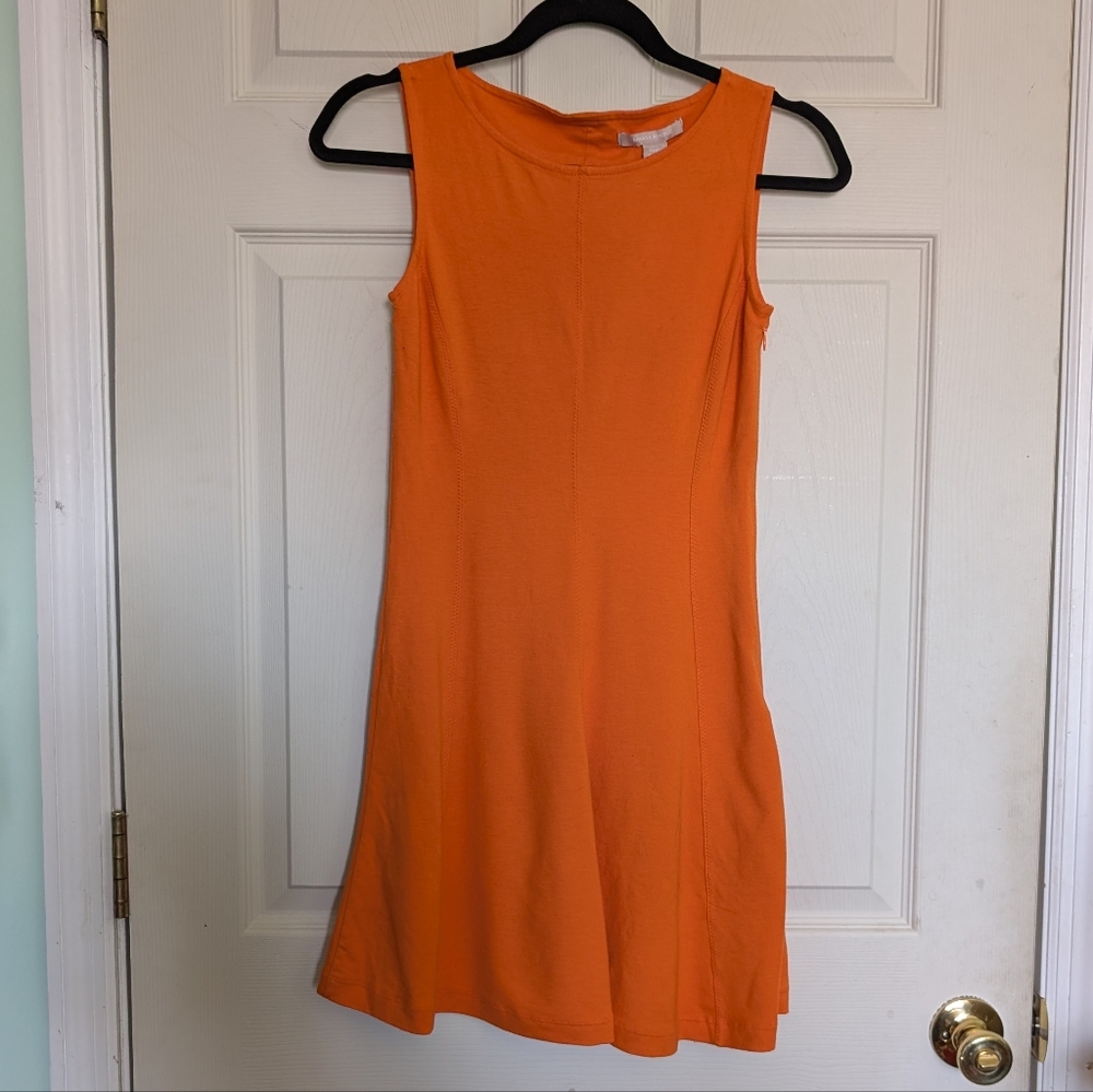 Banana Republic Orange Fit & Flare Dress 00P Sleeveless Cutout Stretchy Soft